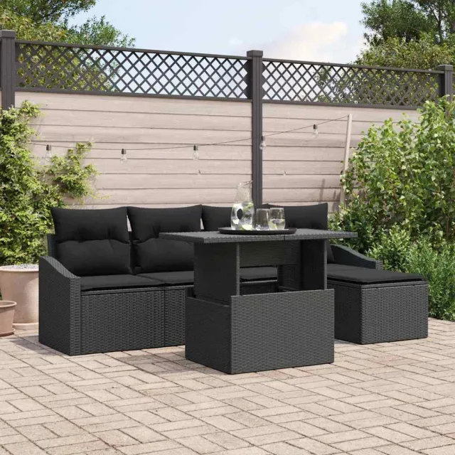 vidaXL Tuin Sofa Set 6 st Zwart poly rattan, foto 2