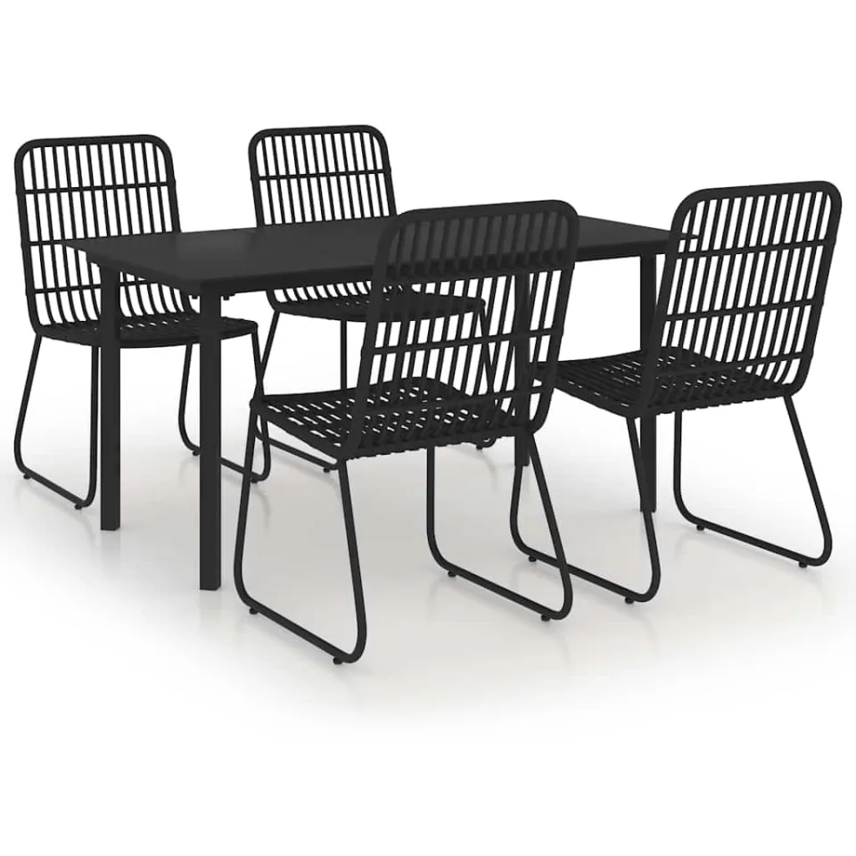 vidaXL 5-delige Tuinset poly rattan en glas zwart, foto 3