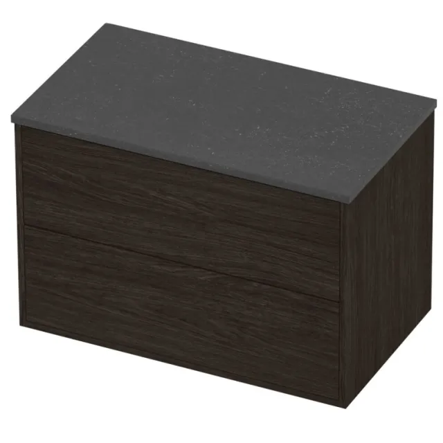 Proline Deck Badmeubelset Hardsteen Voor Grepen Symmetrisch Kader 80x46x54 cm Blue Stone Mokka Oak Eiken