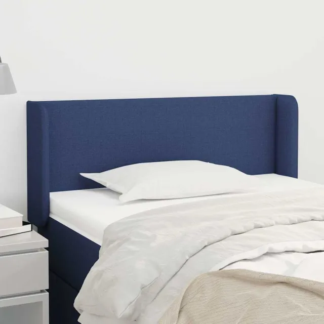 vidaXL Hoofdbord met randen 103x16x78/88 cm stof blauw