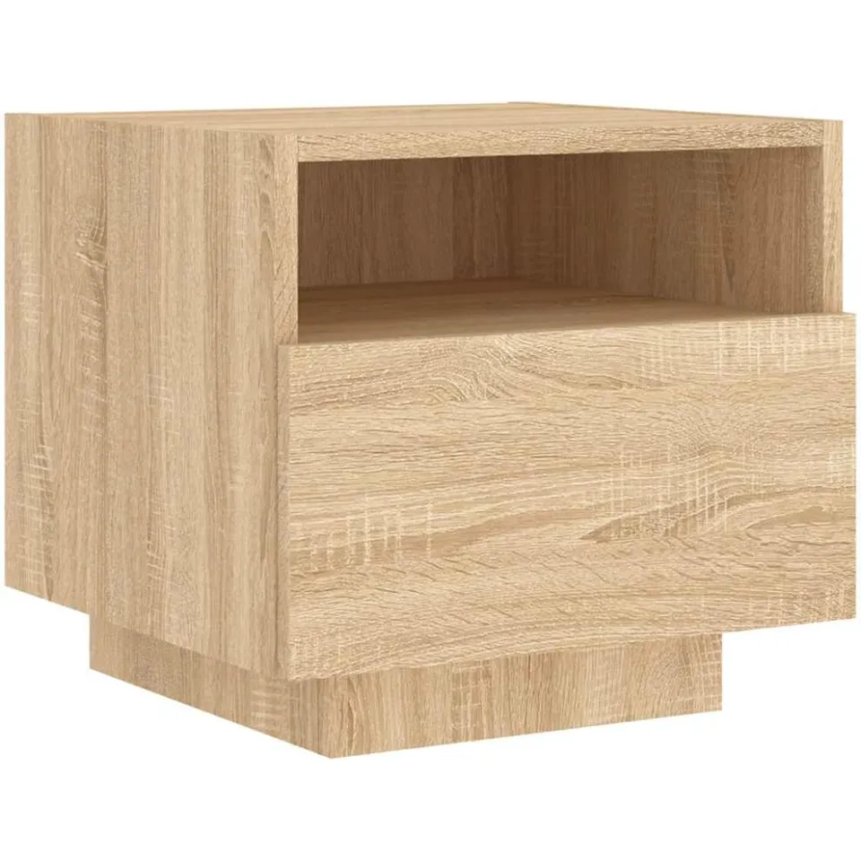 vidaXL Nachtkastje met LED-verlichting 40x39x37 cm sonoma eikenkleurig Bruin