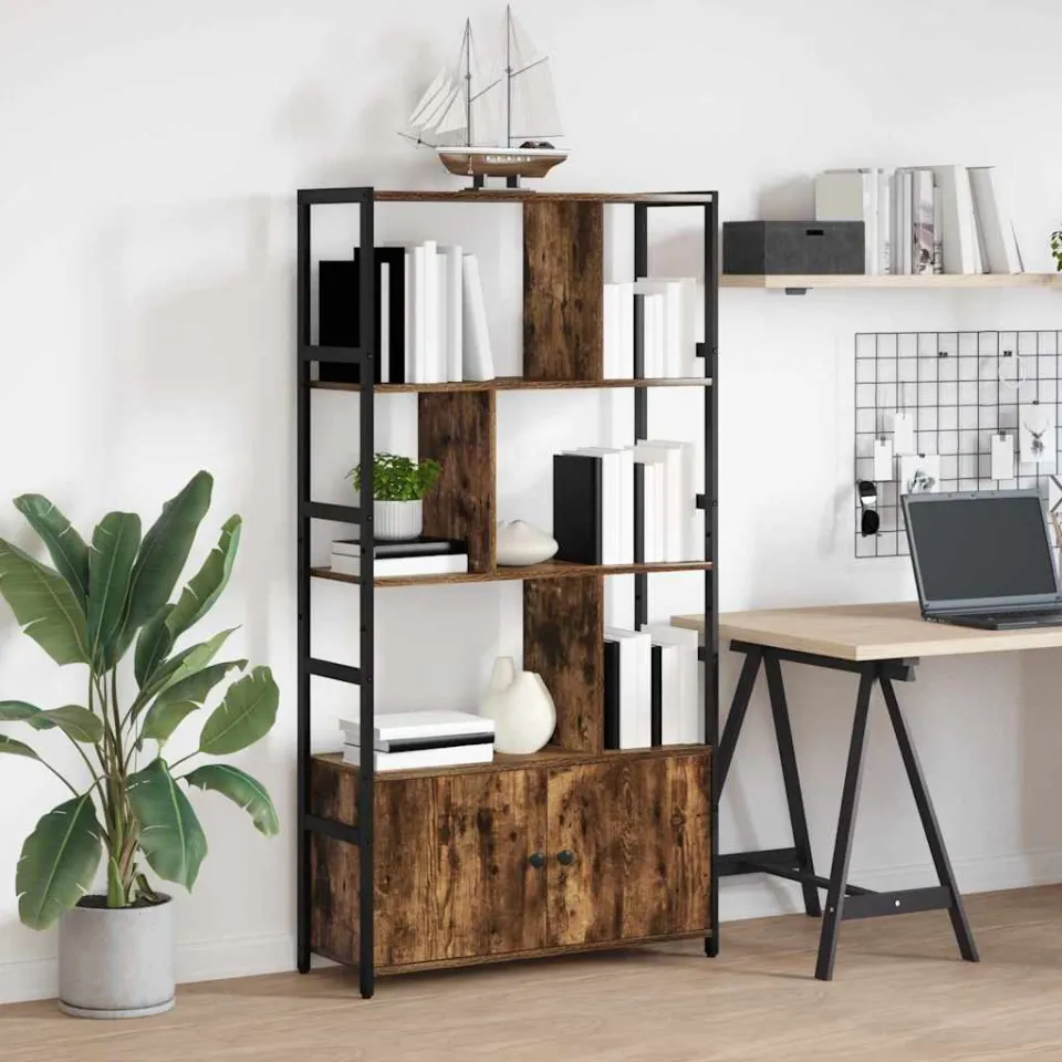 vidaXL Boekenkast 80 x 30 x 155,5 cm Bewerkt hout Gerookt eiken, foto 4