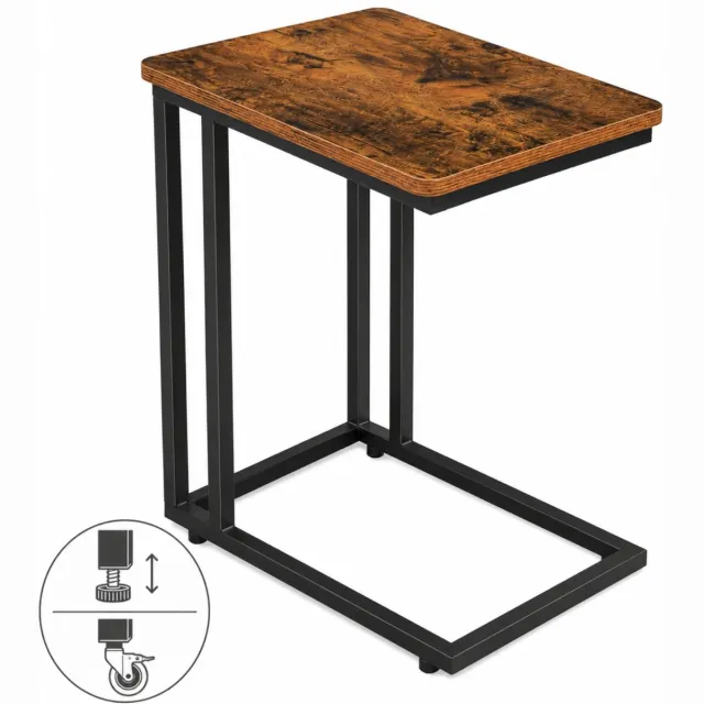 BEGRYF Bijzettafel - C-vorm laptoptafel - Rustiek bruin en zwart - MDF en metaal - 50 x 35 x 54 cm