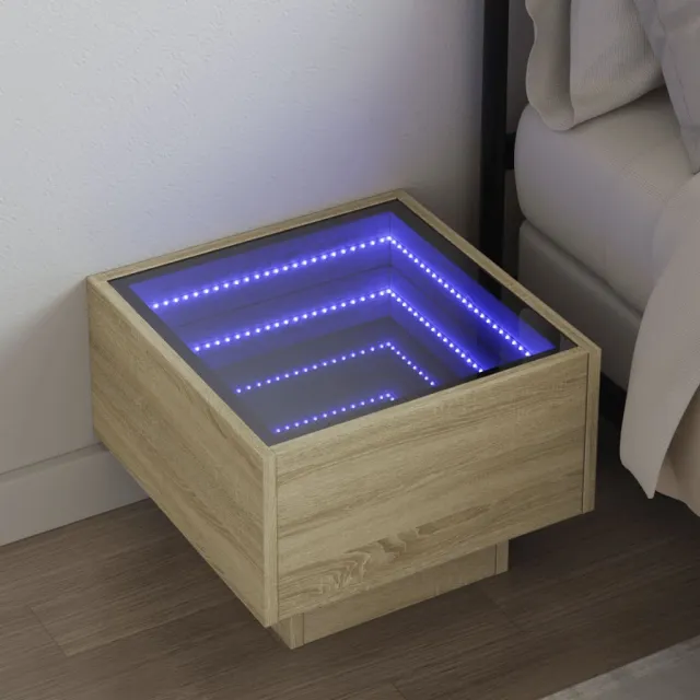 vidaXL Nachtkastje met Infinity LED 40x40x30 cm sonoma eikenkleurig Bruin