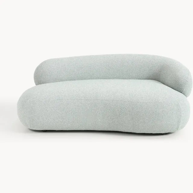 Westwing Collection Bouclé bank Alba (2-zits) Lichtblauw