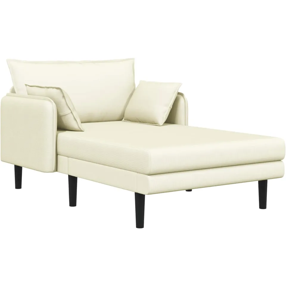 vidaXL Grote chaise longue Crèmekleurig Katoenen stof, foto 3