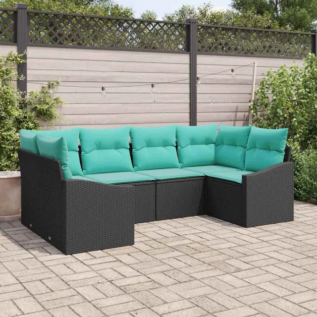 vidaXL Bankstel 6 st Zwart poly rattan, foto 2