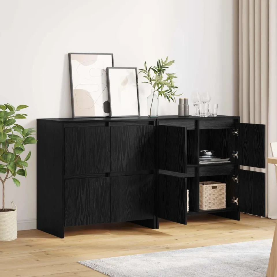 vidaXL Dressoirs 2 st Zwart eiken 70 x 41 x 75 cm Bewerkt hout, foto 4