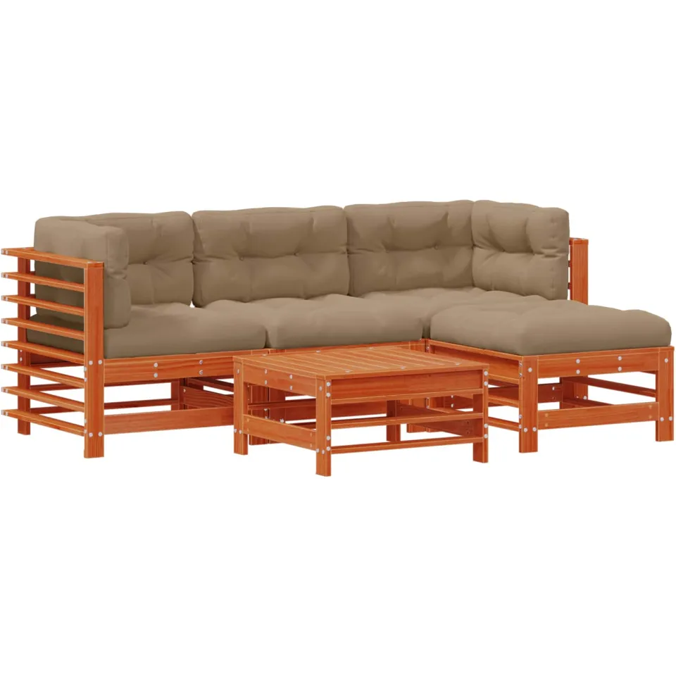 vidaXL Tuin loungeset 5 st Wasbruin Massief grenenhout bruin, foto 3