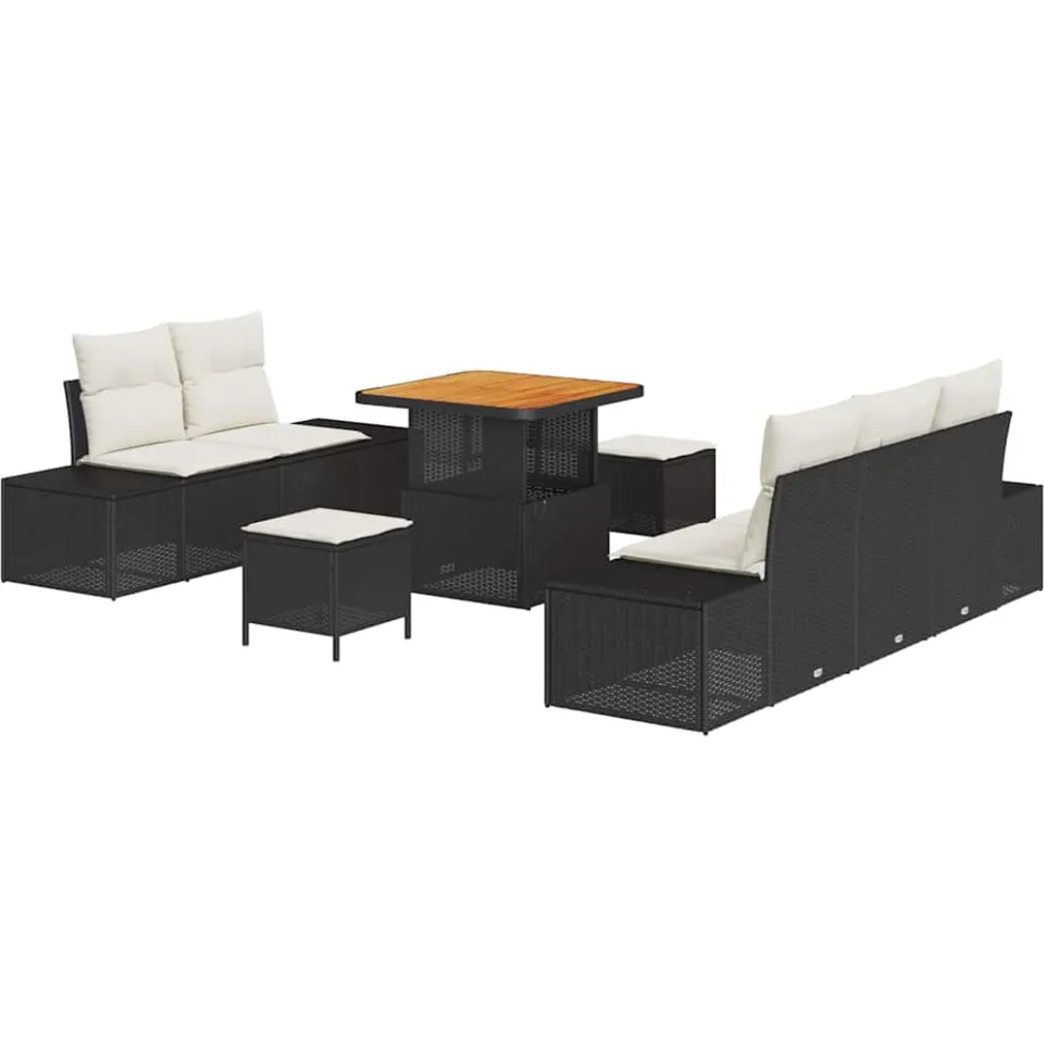 vidaXL Tuinbankenset 8 st Zwart poly rattan