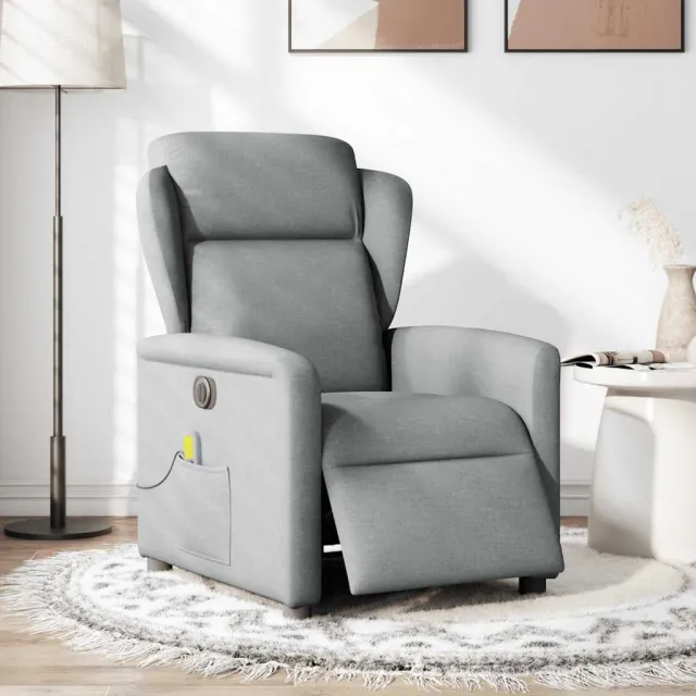 vidaXL Massagestoel elektrisch verstelbaar stof lichtgrijs