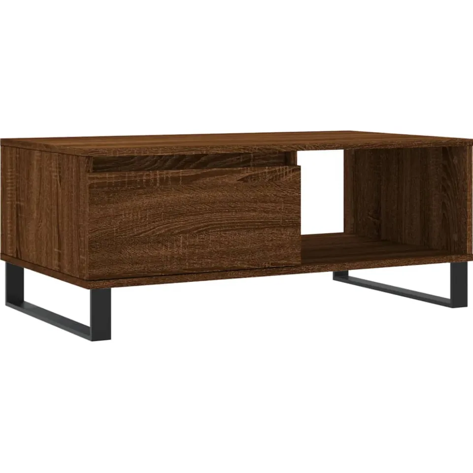 vidaXL Salontafel 90x50x36,5 cm bewerkt hout bruin eikenkleur, foto 3