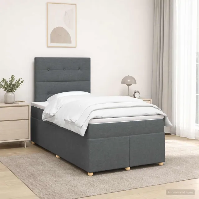 vidaXL Boxspringbed met matras Donkergrijs 120 x 200 cm Stof