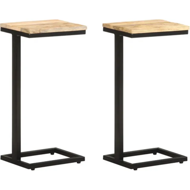 vidaXL Bijzettafels - 2 - st - 31,5x24,5x64,5 - cm - ruw - mangohout Bruin
