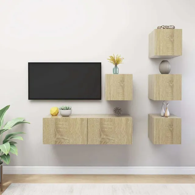 vidaXL 5-delige Tv-meubelset bewerkt hout sonoma eikenkleurig, foto 2