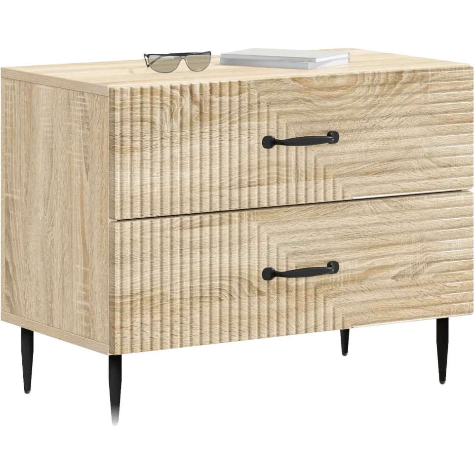 vidaXL Nachtkastje Sonoma Eiken 62 x 34,5 x 47,5 cm Bewerkt hout Bruin