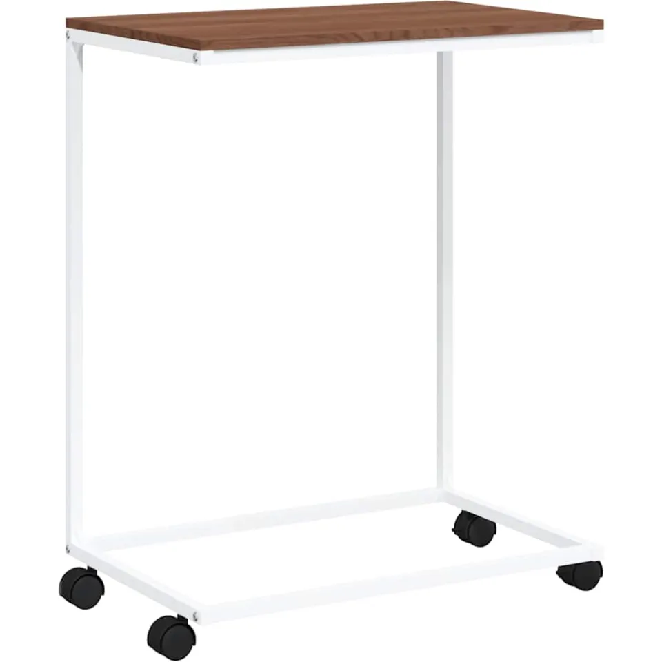 vidaXL Bijzettafel met wieltjes 55x35x70 cm bewerkt hout wit