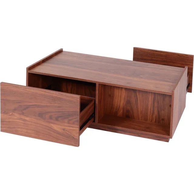 Salontafel MCW-J78, woonkamertafel bijzettafel sofatafel, lade, MDF 110x50x40cm ~ walnoot look