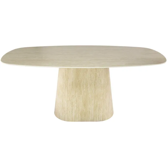 Nest of Nora Eettafel Frejo - 180 cm - Deens ovaal - 3D keramiek travertijn-stijl / keramische eettafel ovaal Beige