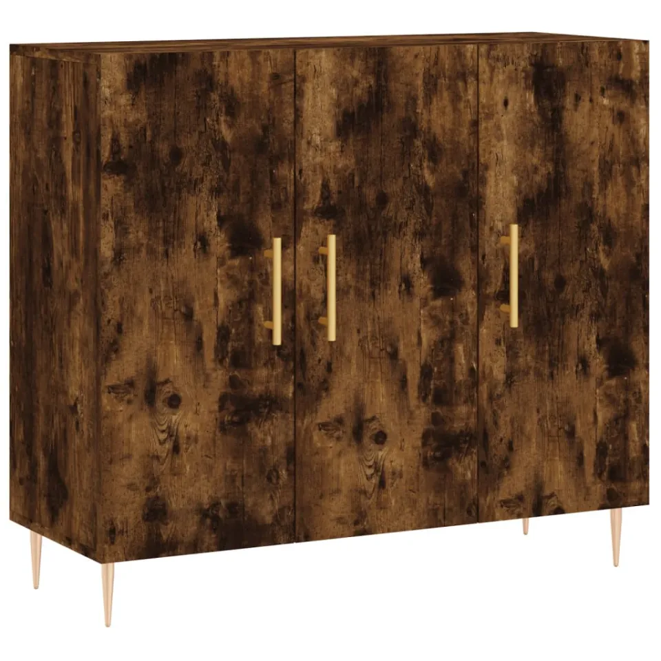 vidaXL Dressoir 90x34x80 cm bewerkt hout gerookt eikenkleurig, foto 3