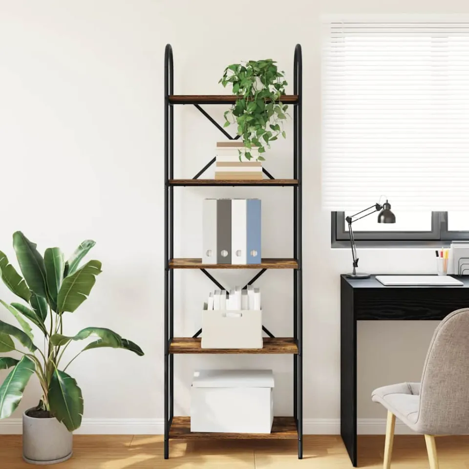 vidaXL Boekenkast 5-laags 60 x 30 x 183 cm Bewerkt hout Gerookt eiken, foto 4