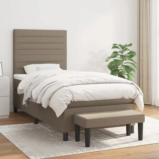 vidaXL Boxspring met matras stof taupe 80x200 cm