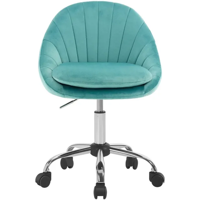 Klarven Bureaustoel Ergonomisch bureaustoel Fluweel turquoise - 360° draaibaar, In hoogte verstelbaar, Verstelbare rugleuning - Op wielen - 82 x D 52 cm