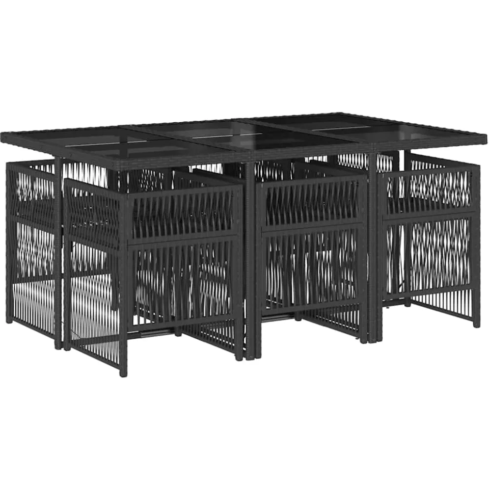 vidaXL 7-delige Tuinset met kussens poly rattan zwart, foto 4