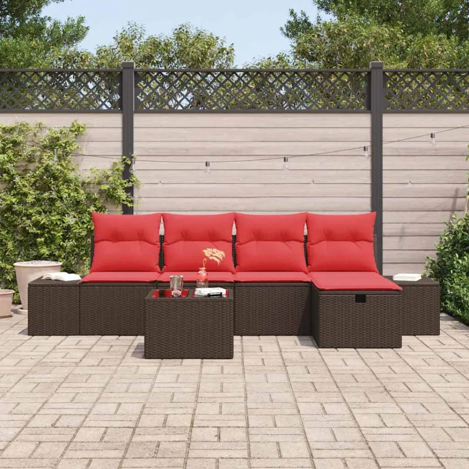 vidaXL Tuin Sofa Set 6 st Bruin poly rattan, foto 3