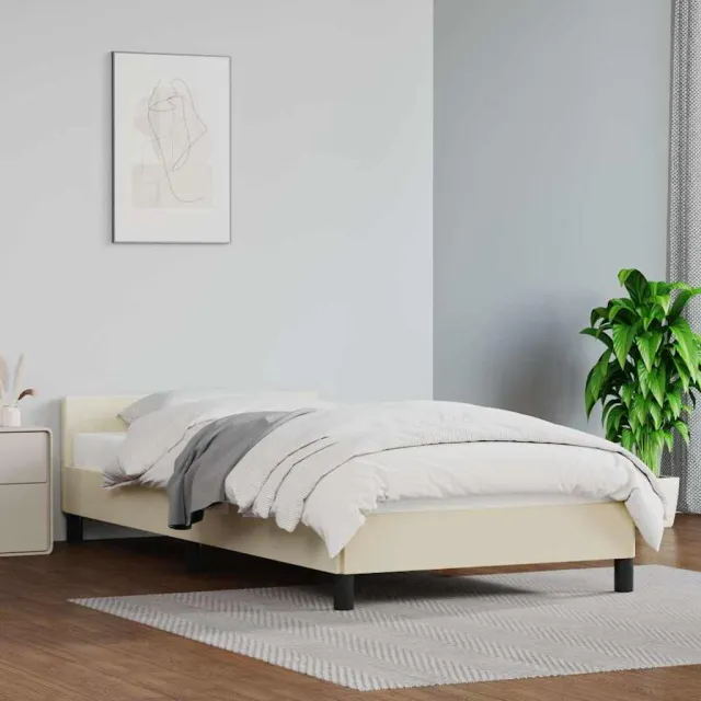 vidaXL Bedframe met hoofdeinde zonder matras 100x200 cm crèmekleurig