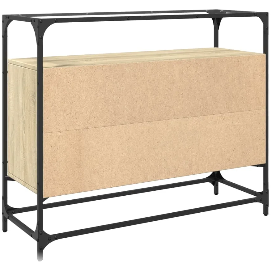 vidaXL Dressoir met glazen blad 98x35x81 cm hout sonoma eikenkleurig, foto 4