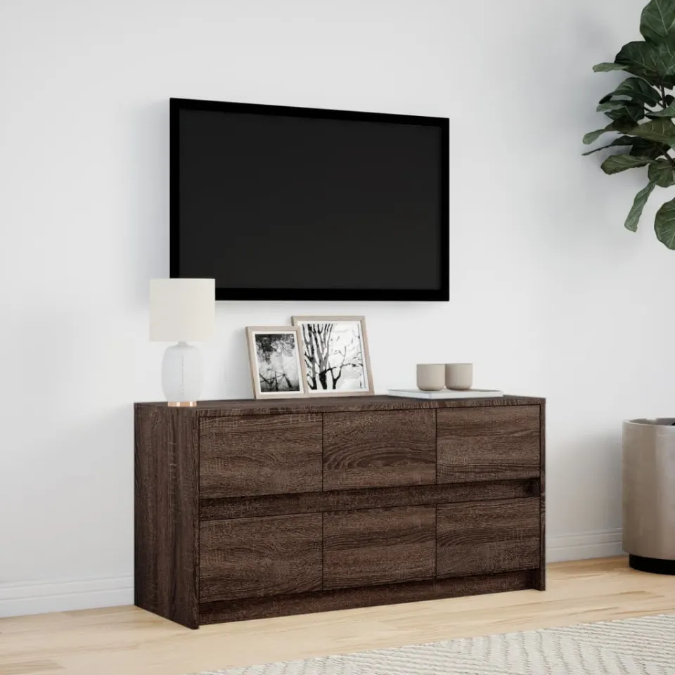 vidaXL Tv-meubel met LED 100x34x50 cm bewerkt hout bruin eikenkleurig, foto 3