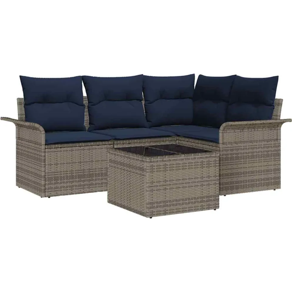 vidaXL Tuin Sofa Set 5 st Grijs poly rattan