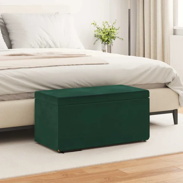 vidaXL Kruk Donkergroen 81 x 41 x 40 cm Velvet en Gefabriceerd Hout groen, foto 2