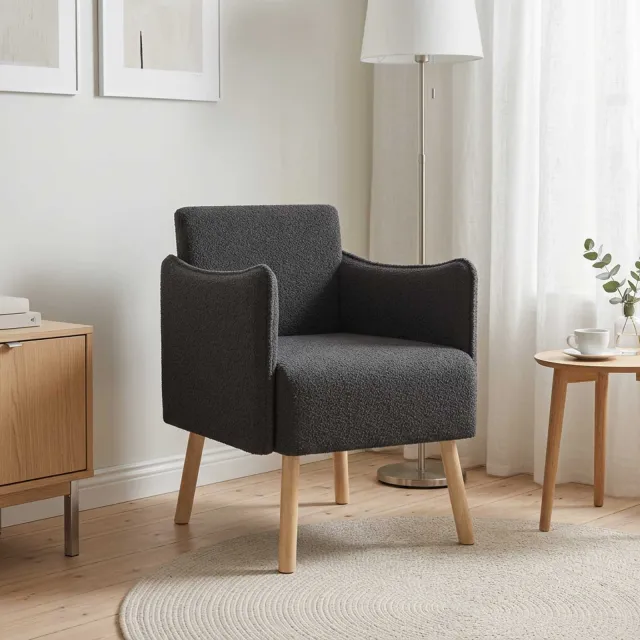 vidaXL Accentstoel Donkergrijs Bouclé