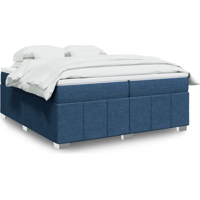 vidaXL Boxspring met matras stof blauw 200x200 cm