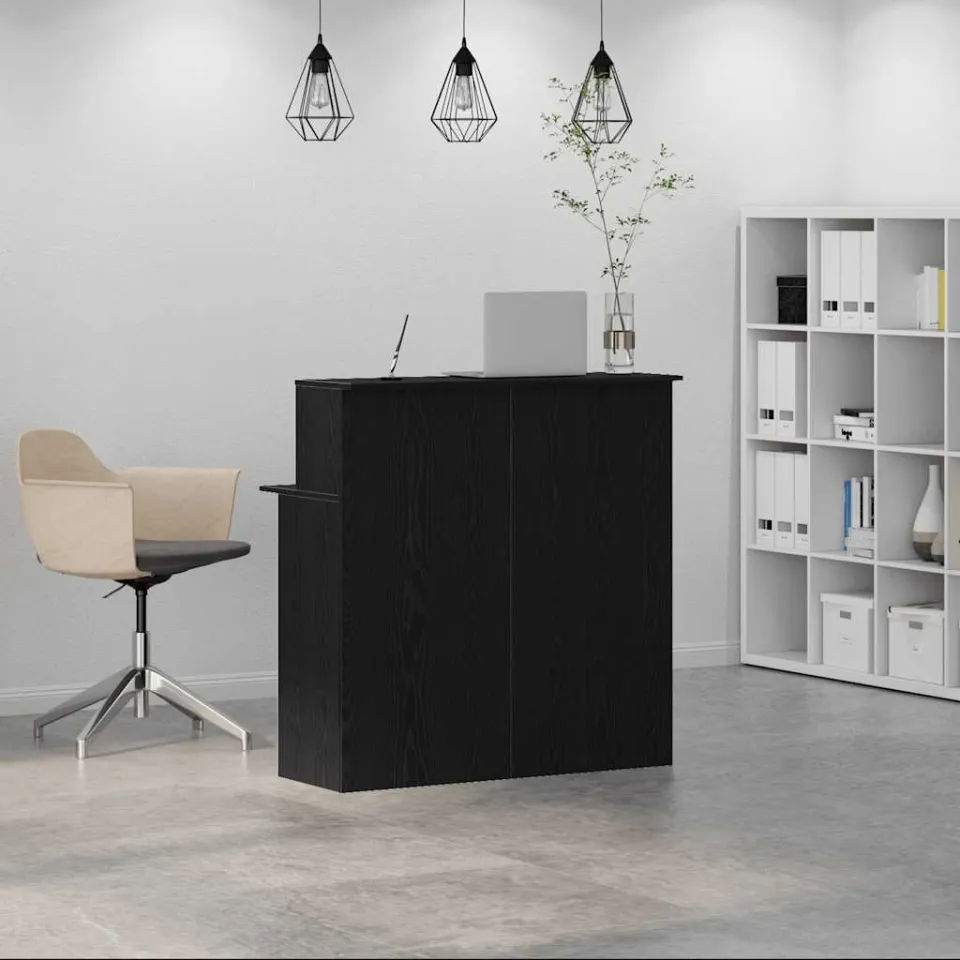vidaXL Receptiebalie 100x50x103,5 cm bewerkt hout zwart, foto 2