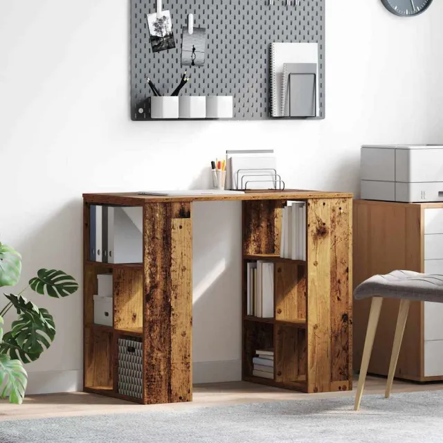 vidaXL Bureau Oud Hout 90 x 50 x 75 cm Bewerkt hout bruin, foto 2