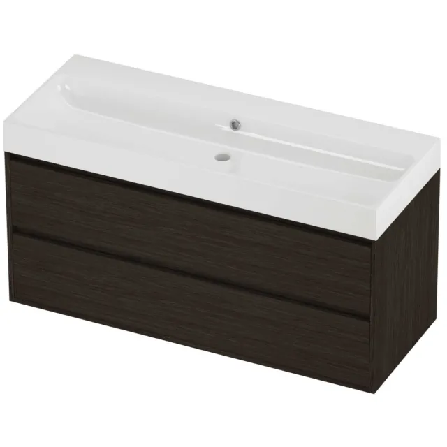 Proline Podium Badmeubelset Polystone Loft 120x46x62 cm Glans Wit Mokka Oak Eiken