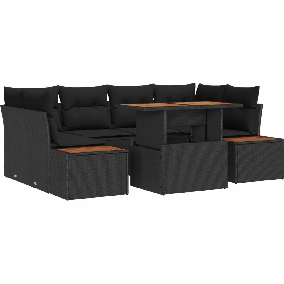 vidaXL Tuin Sofa Set 7 st Zwart Poly riet