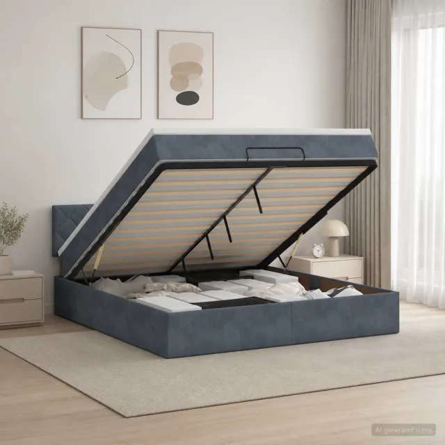 vidaXL Ottoman bed met matras Donkergrijs 140 x 200 cm Fluweel