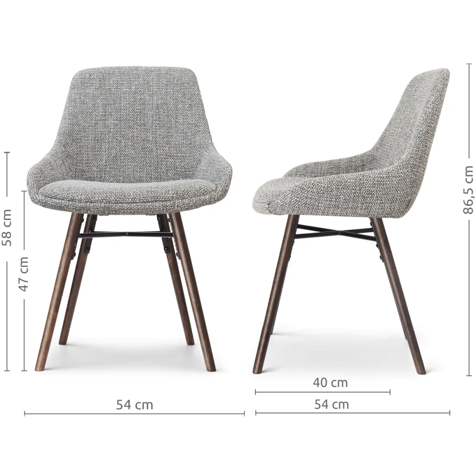 Nolon Nena-Isa eetkamerstoel grijs blend - walnoot houten onderstel, foto 2