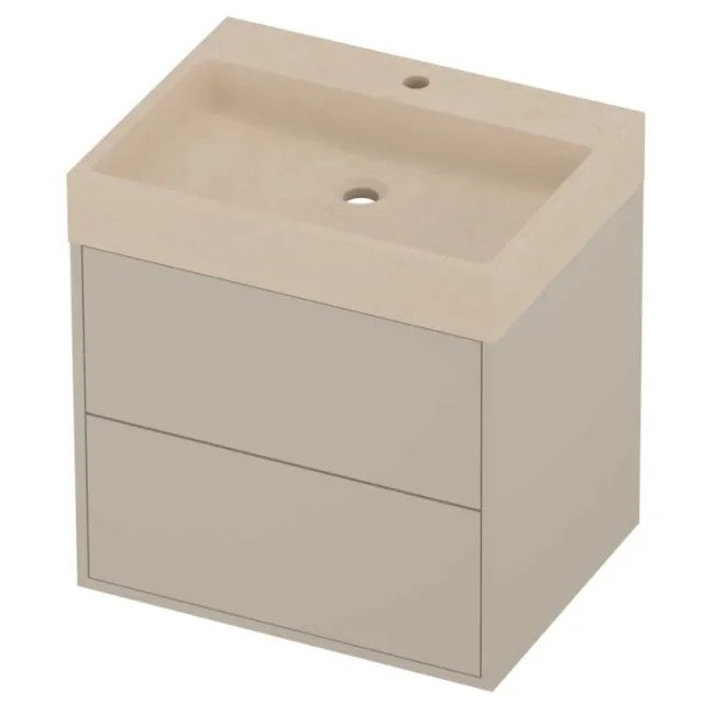 Proline Evoli Badmeubelset Hardsteen Loft 1 Kraangat Voor Grepen 60x46x62 cm Sand Stone Soft Linen Beige