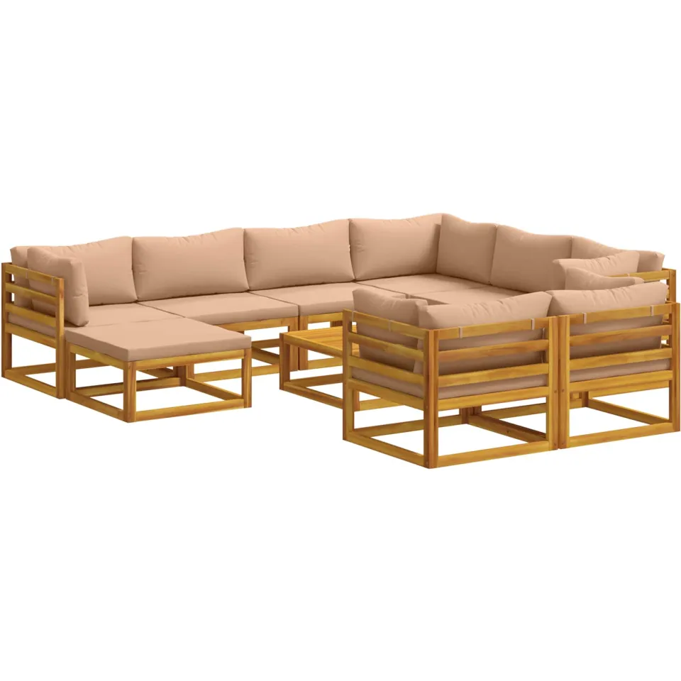 vidaXL Bankstel 10 st Naturel Massief Acaciahout, foto 3