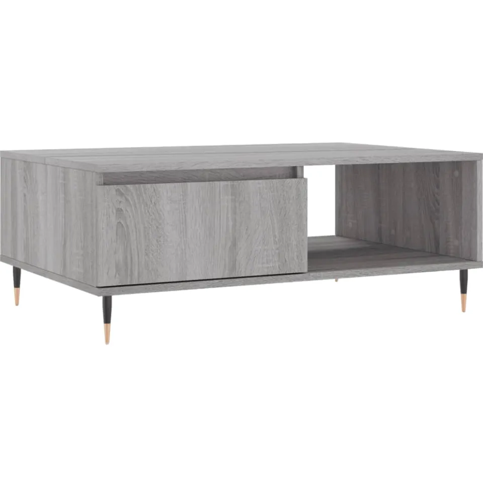 vidaXL Salontafel 90x60x35 cm bewerkt hout grijs sonoma eikenkleurig