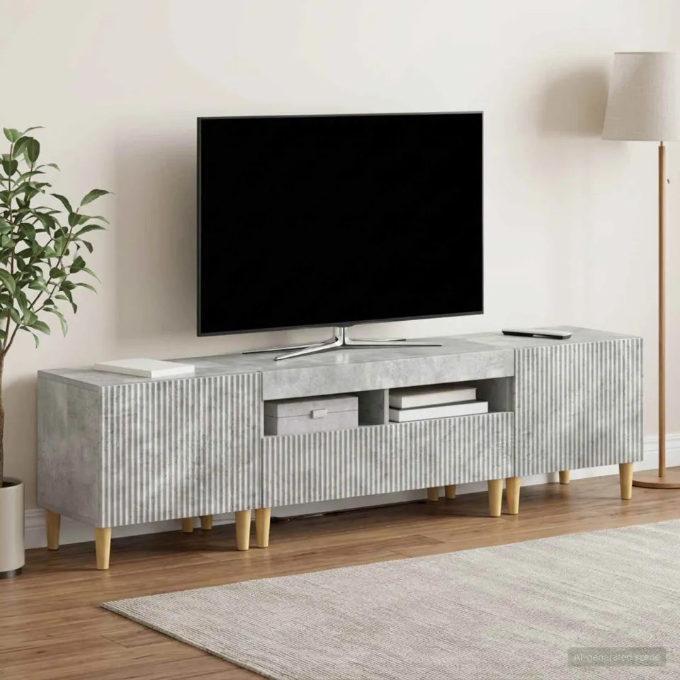 vidaXL 3-delige LED TV-kast ARNHEM 3 st Betongrijs Bewerkt hout grijs, foto 3