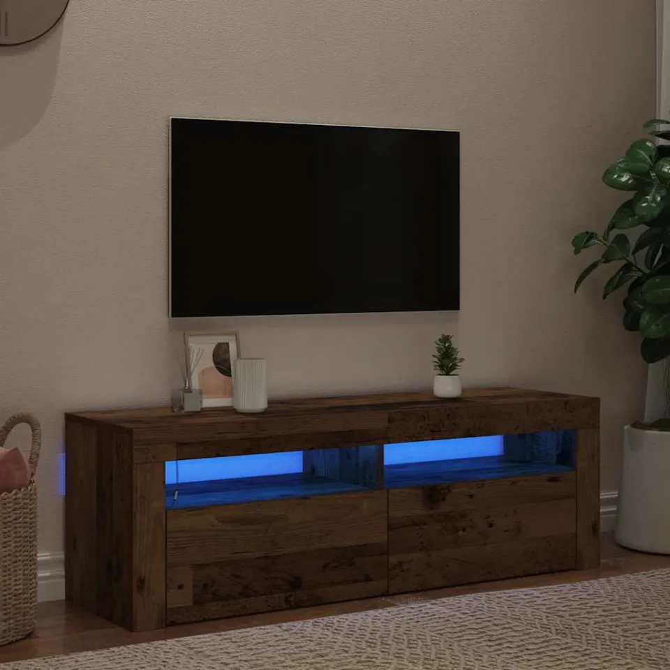 vidaXL Tv-meubel met LED 120x35x40 cm bewerkt hout oud hout bruin, foto 3