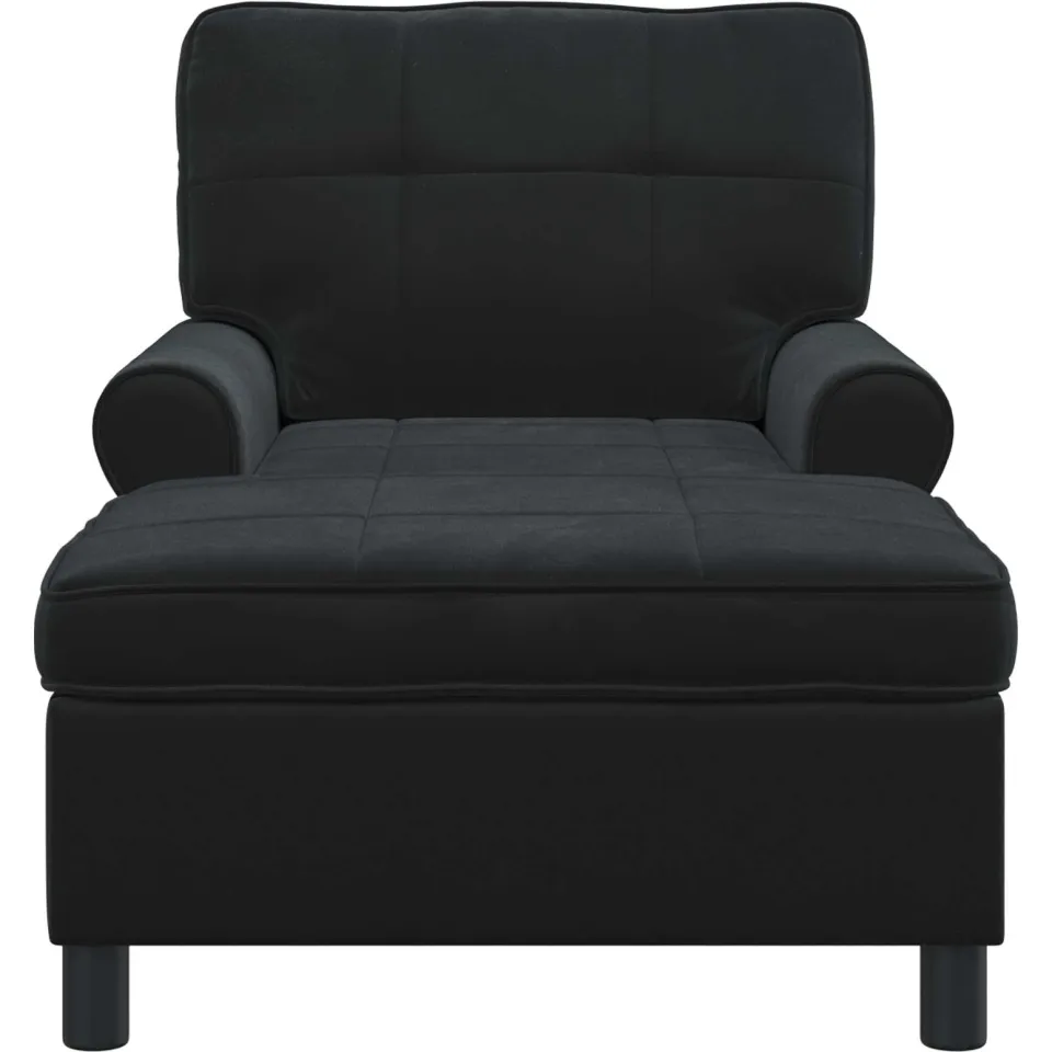 vidaXL Chaise Lounge Zwart Fluweel 91 x 157 x 91 cm