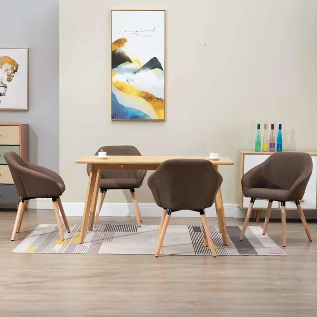 vidaXL Eetkamerstoelen 4 st stof bruin, foto 2