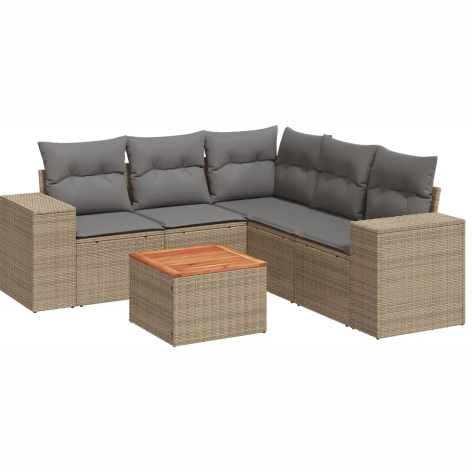 vidaXL Patio Sofa Set 5-zits Beige and Grey, foto 3